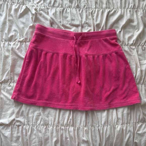 vintage pink velour terry low rise mini skirt - Picture 5 of 7